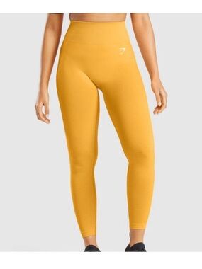 GYMSHARK yellow seamless athletic leggings small women’s fitness gym